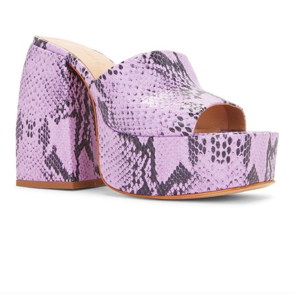SCHUTZ Aretha Snake Sweet Lilac Leather Embossed Sandal - Picture 2 of 6